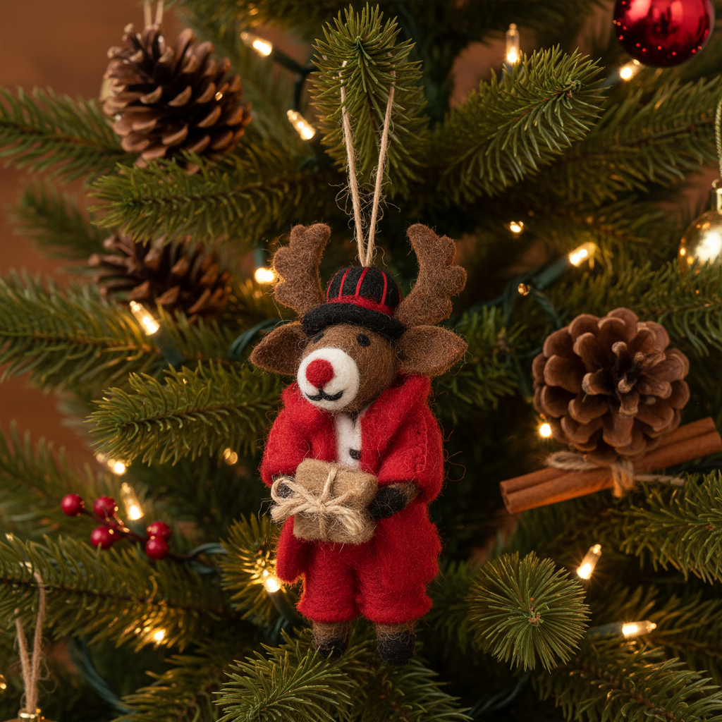 Felt So Good - Handmade Felt Dasher the Christmas Reindeer Decoration