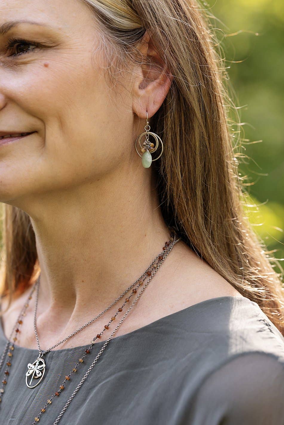Anne Vaughan Designs Jewelry - Wisdom Within Faceted Czech Glass With Amazonite Briolette Cluster Earrings