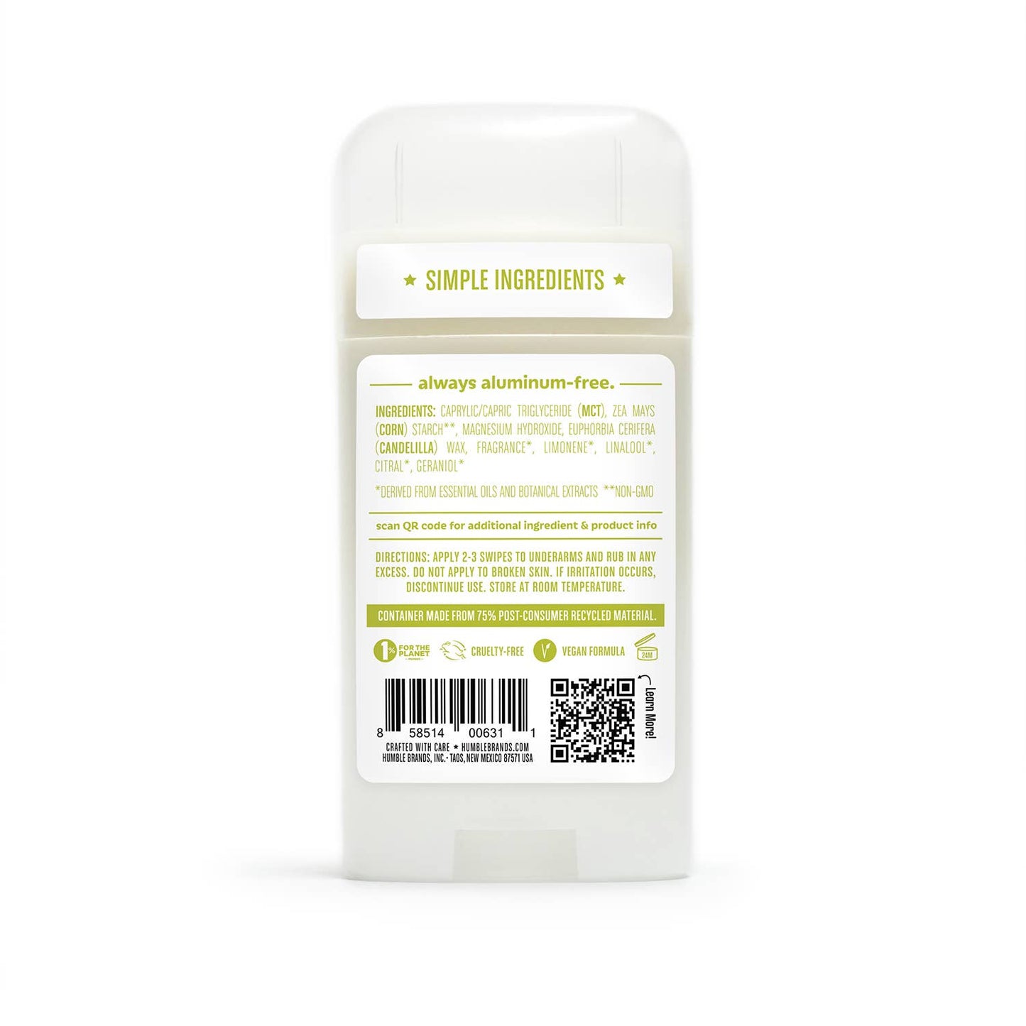 Humble Brands, Inc. - Bergamot & Ginger Vegan & Sensitive Deodorant
