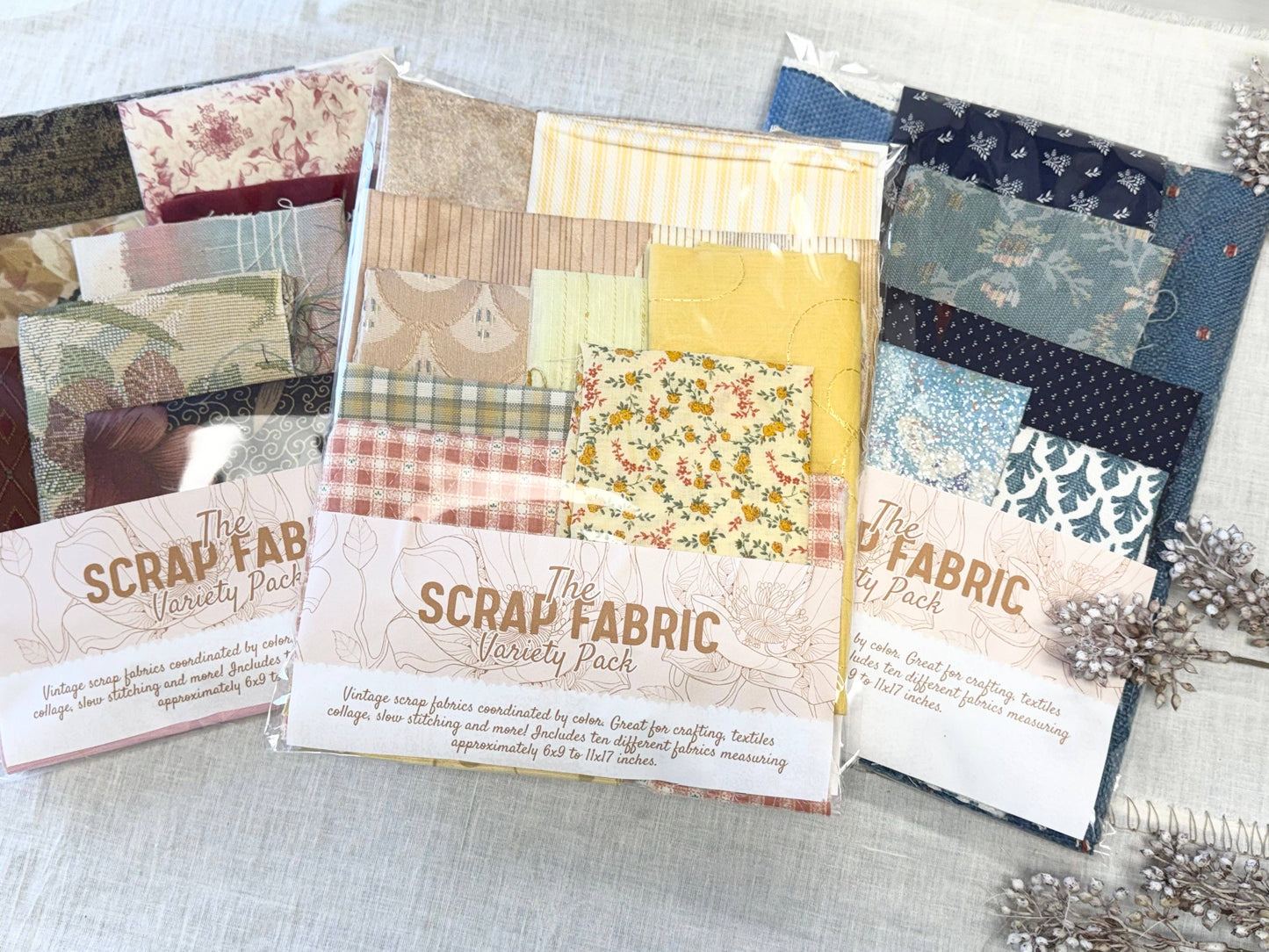 A House of Books - Fabric Scraps by Color for Mixed Media Art