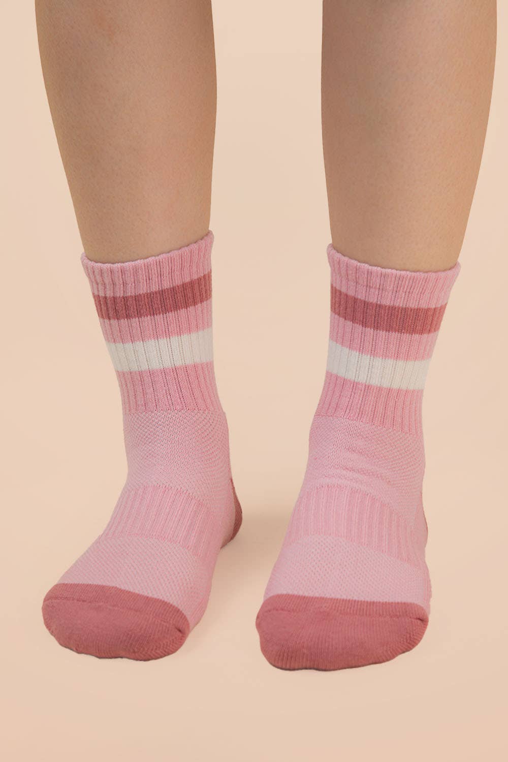 VERY J - SC10025C - Color Block Stripe Crew Socks