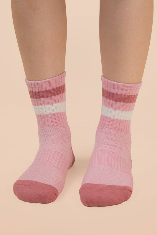 VERY J - SC10025C - Color Block Stripe Crew Socks