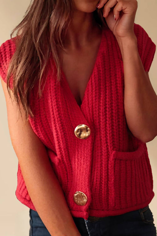 Aapparella - Christmas Red Buttoned Sweater Vest | S-XL