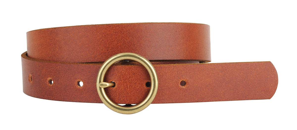 Most Wanted USA - Round Brass Buckle Suede/Genuine Leather Belt｜Minimalist