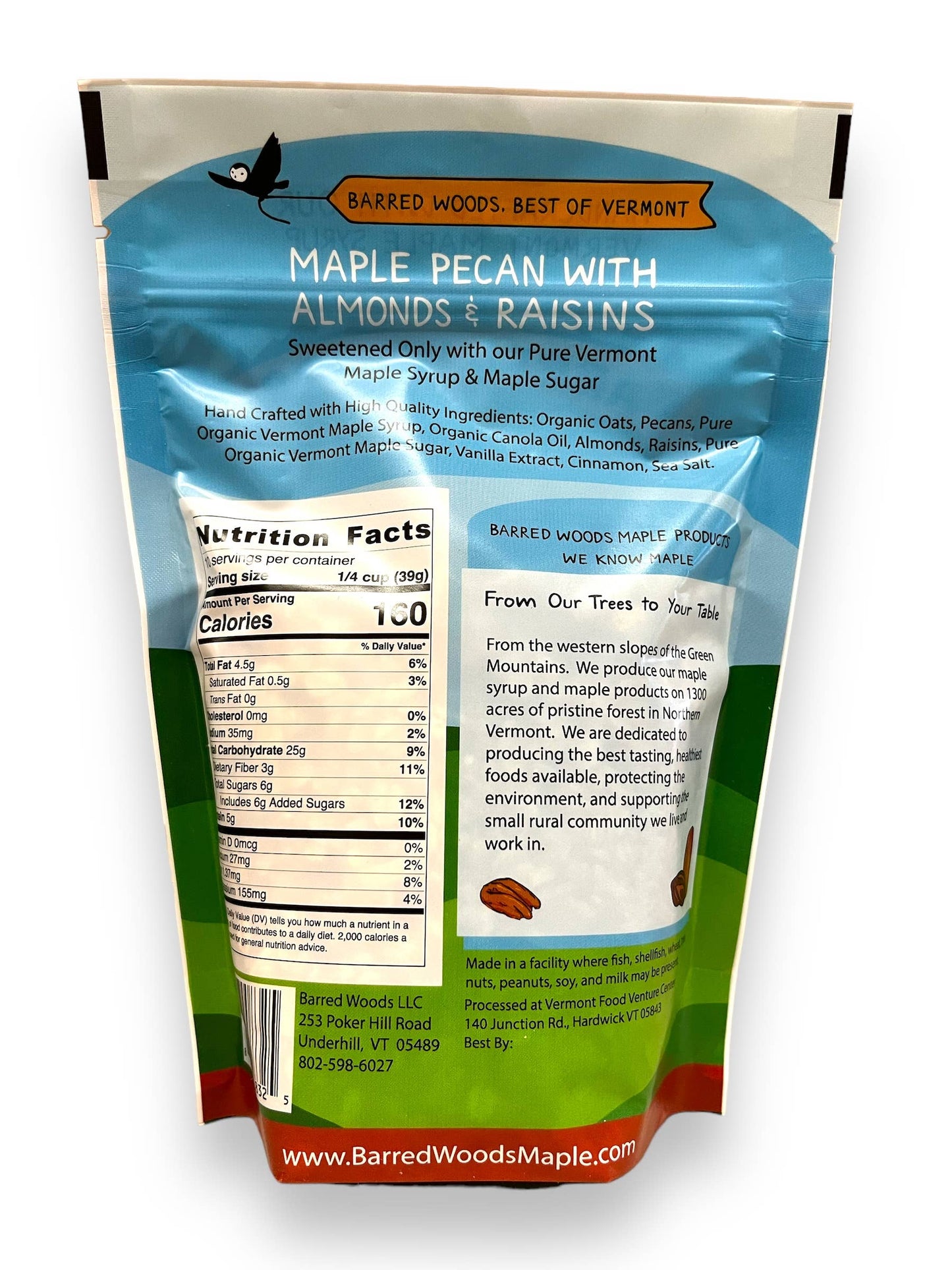 Barred Woods Maple - Maple Crunch Granola - Maple Pecan with Almonds & Raisins