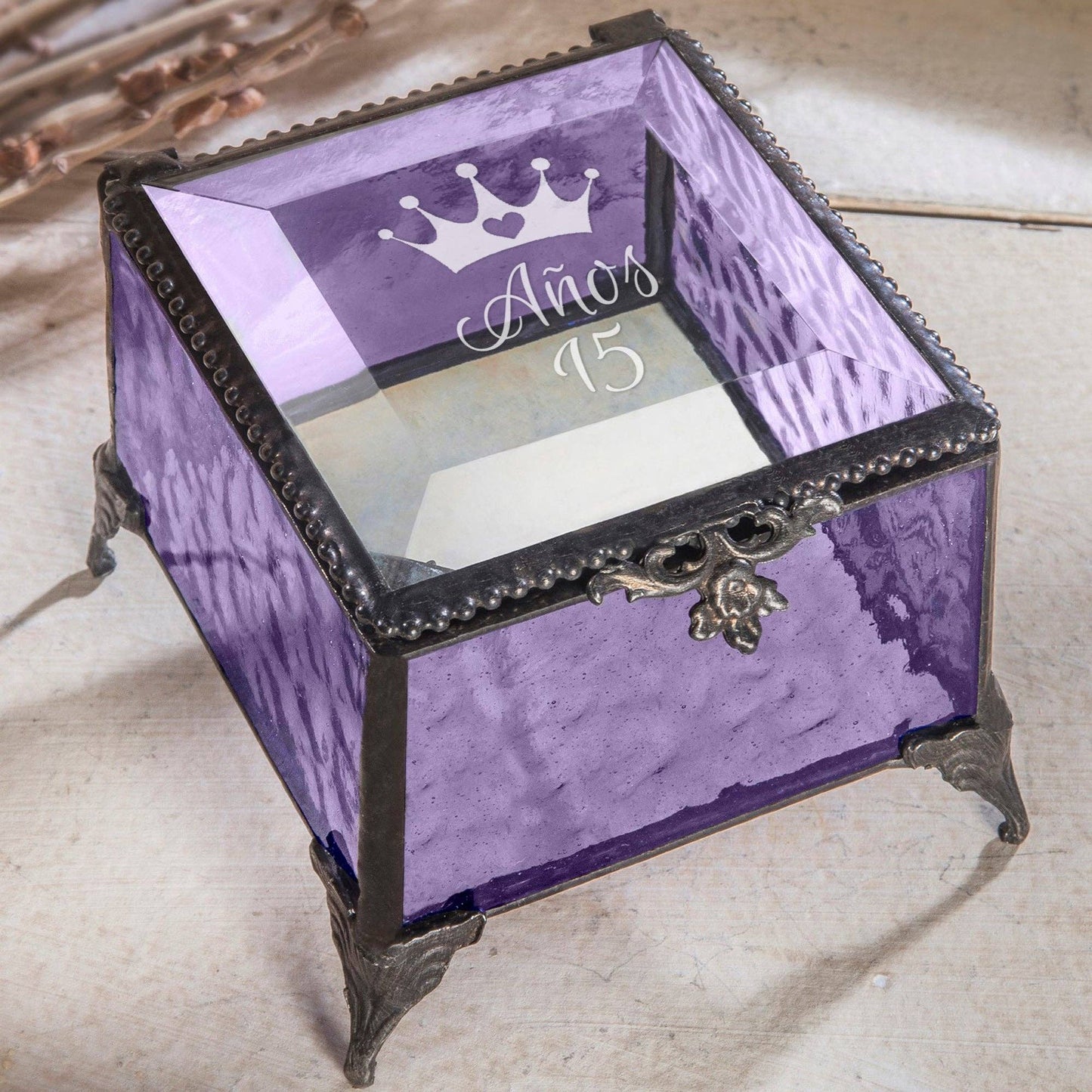 J Devlin Glass Art & Bert Anderson Collection - EB803 Quinceanera Engraved Glass Box