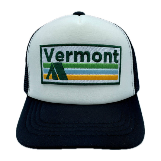 Hey Mountains - Baby Vermont Trucker Hat - Retro Camping