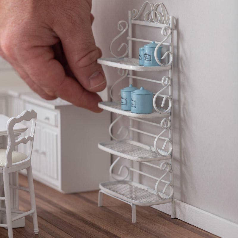 Factory Direct Craft - White Wire Miniature Bakers Rack Shelf