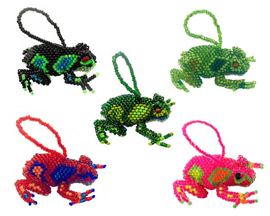 Pichincha - Beaded Frog Figurine Seed Bead Hanging Ornament