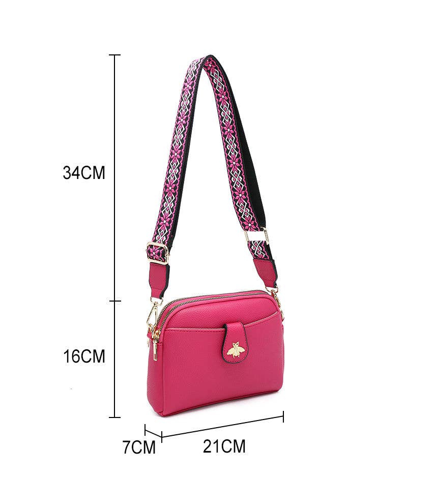 Papaya Fashion Ltd - B23002 Cross Body Handbag with double zip top sections