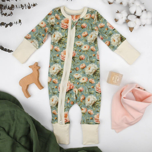 Earthy - Organic Cotton Baby Pajamas 2-Way Zip Front Zipper Sleeper, Elodie