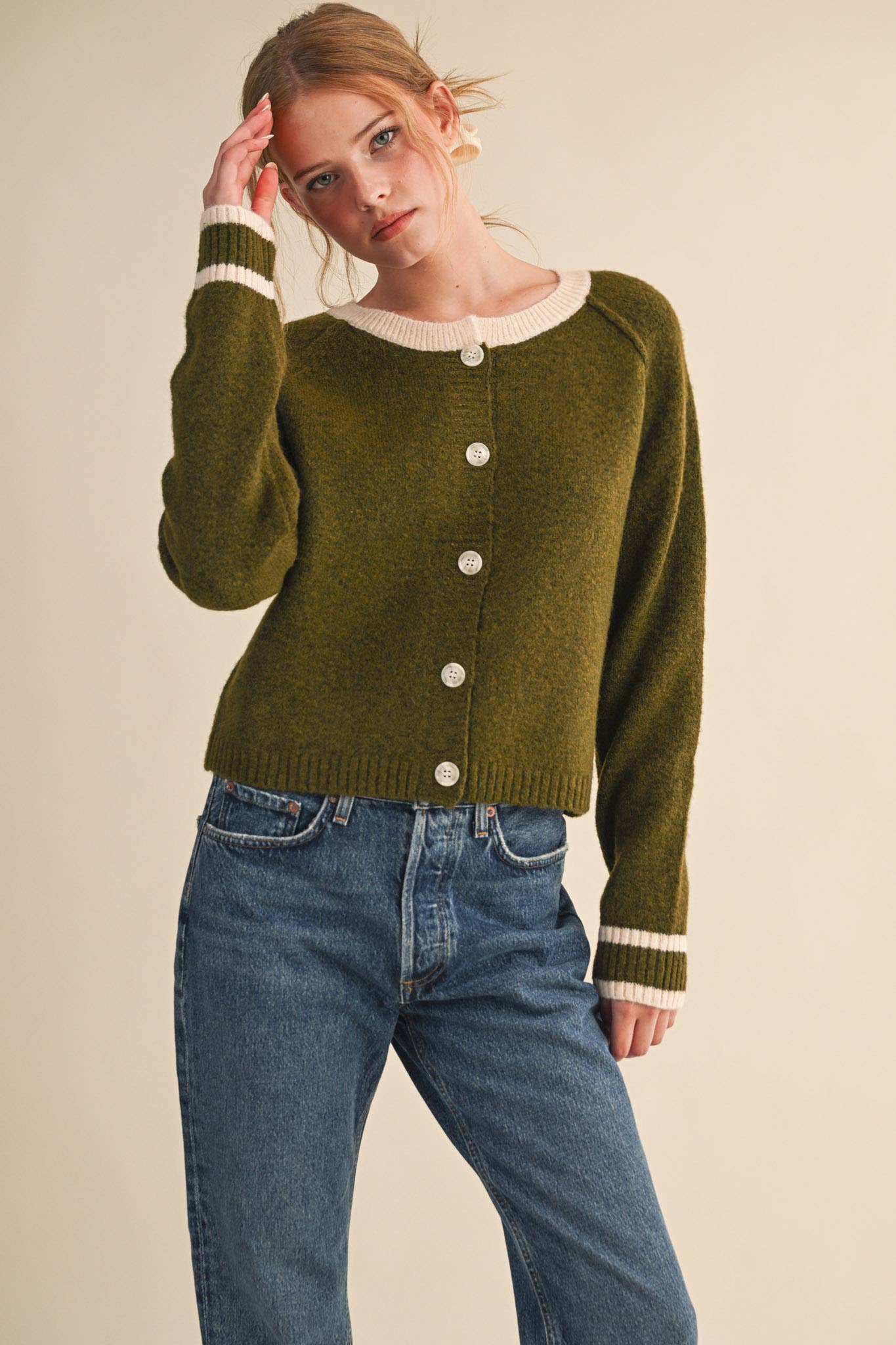 &MERCI - TWO TONE SWEATER CARDIGAN MSW11246