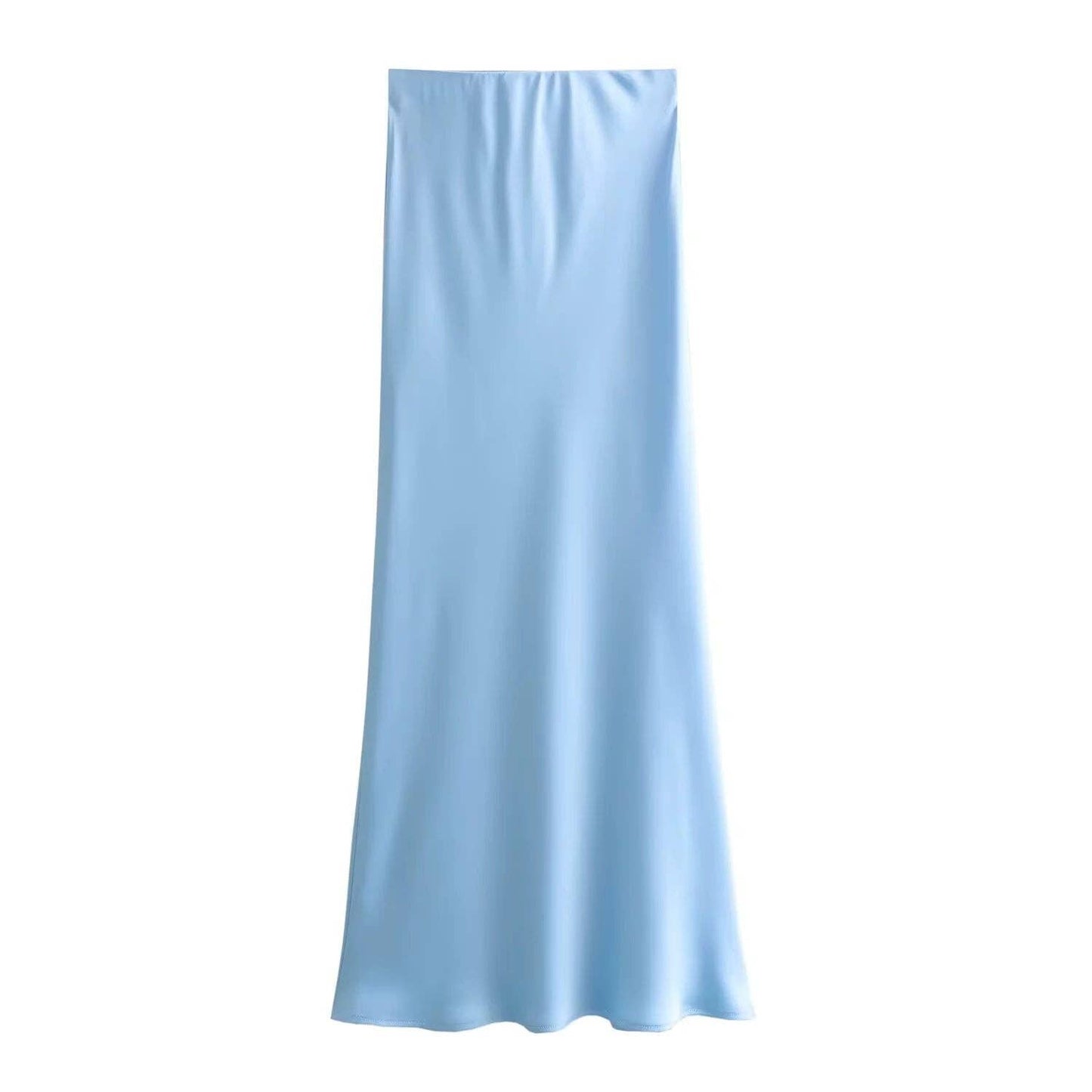 Sweetkama - Ladies Solid Color Satin Midi Skirt 5515