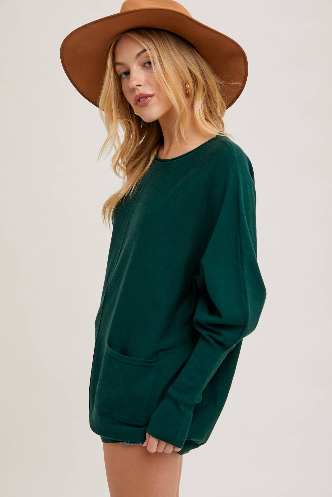 Bluivy - DOLMAN TUNIC KNIT SWEATER WITH POCKET