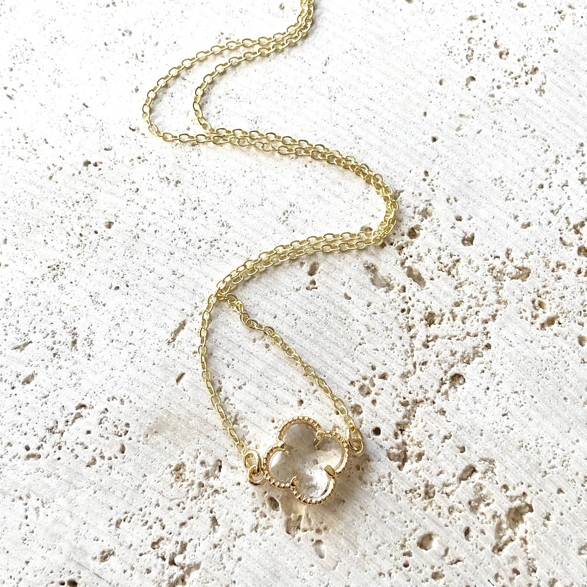 VB&CO Designs Handmade Jewelry - Clover quatrefoil crystal necklace