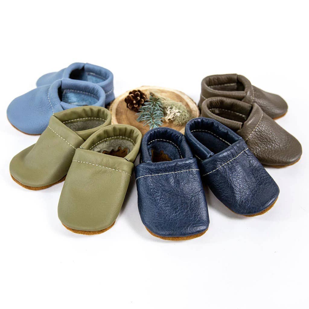 Lichen, Navy, River Rock, Big Sky Loafers Leather Shoes Baby: 3 (9M)4.75" / Big Sky (top L)