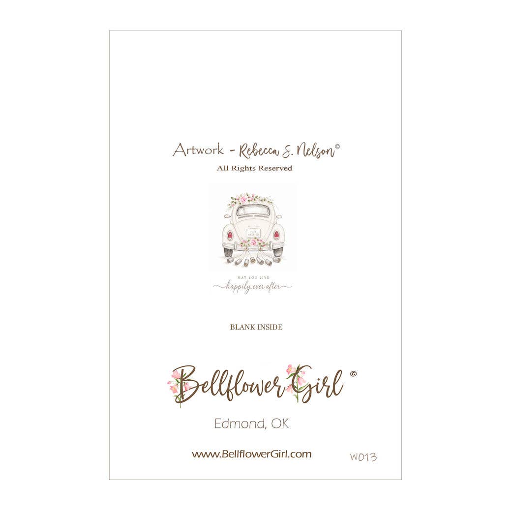 Bellflower Girl - Happily Ever After | Watercolor VW BUG | Wedding Day Card