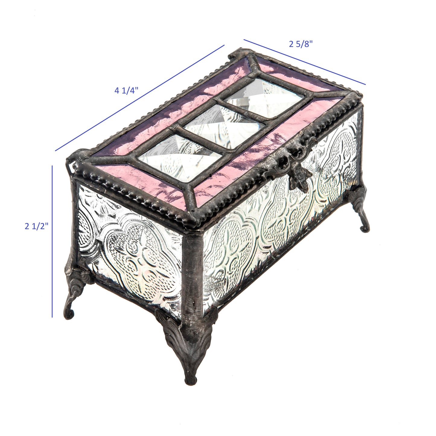 J Devlin Glass Art & Bert Anderson Collection - Glass Jewelry Box with Beveled Lid & Rose Glass – J Devlin