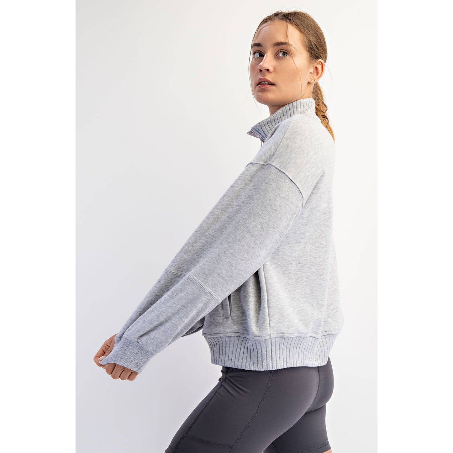 Rae Mode - FRENCH TERRY FLEECE QUARTER ZIP PULLOVER