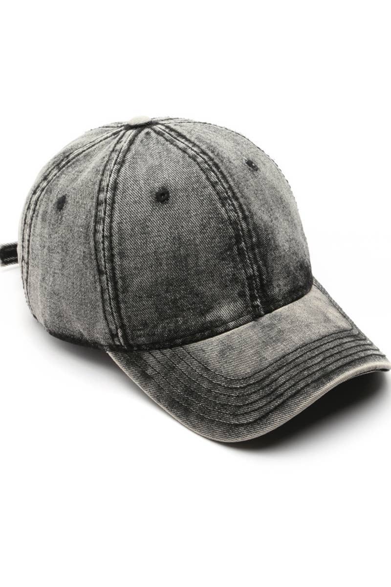Lovenne - Washed Denim Solid Baseball Cap Street Style_Cwah0527