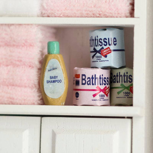 Factory Direct Craft - Miniature Bathroom Tissue and Shampoo Bottles 4 Piece Set