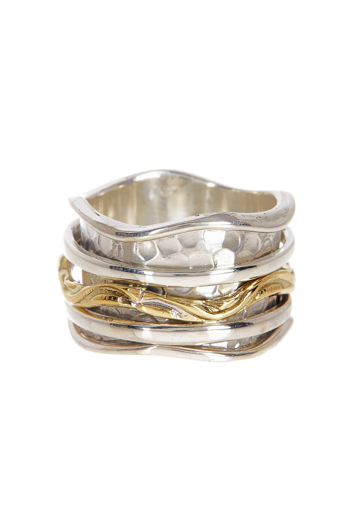 Zoey Simmons - Two-Tone Wave Spinner Ring - SP/GP