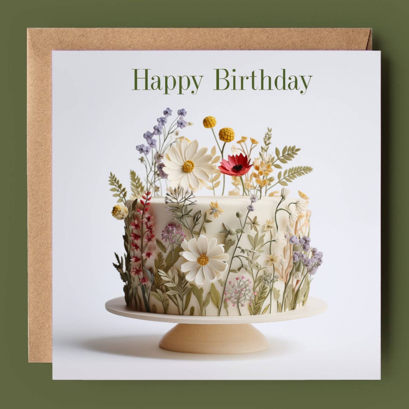 Good Post Day - Happy Birthday Garden Flower Cake 2D Printed Card