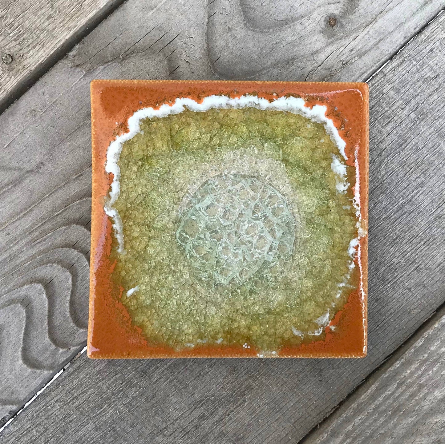 Dock 6 Pottery - Square Coaster - Pumpkin - Individual Coaster