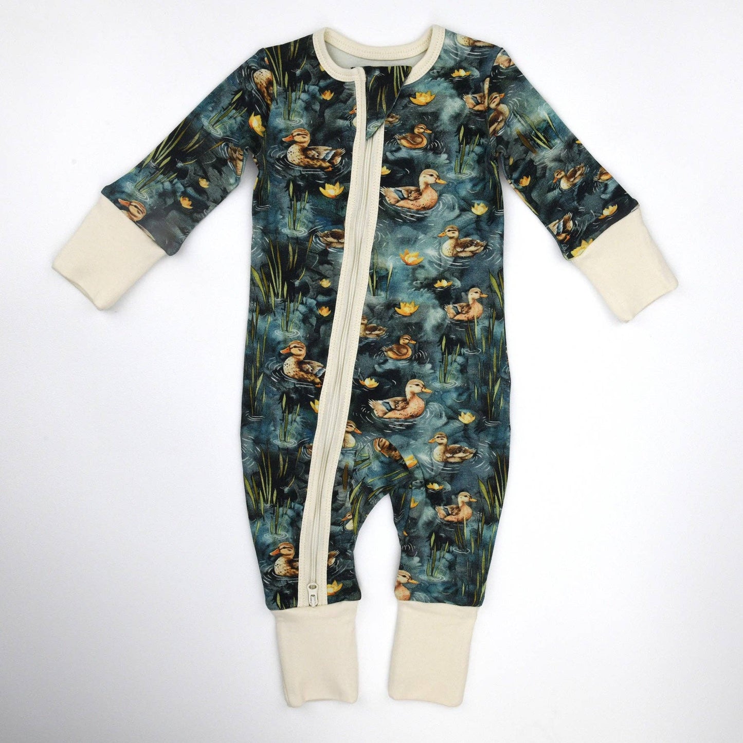 Earthy - Organic Cotton Baby Pajamas 2-Way Zipper Sleeper, Harbor