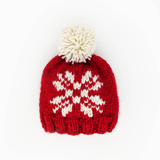 Huggalugs - Snowflake Red Beanie Hat for Baby & Kids