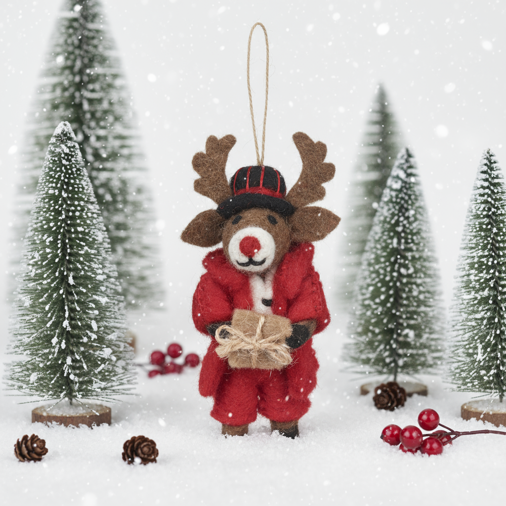 Felt So Good - Handmade Felt Dasher the Christmas Reindeer Decoration
