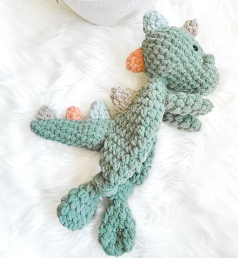 The Lumber Creek Co - Crochet Dinosaur Plushie Snuggler Lovey Stuffed Animal