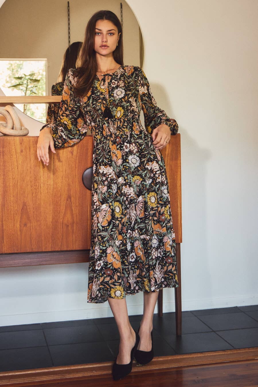 Oddi - Floral Print Midi Dress