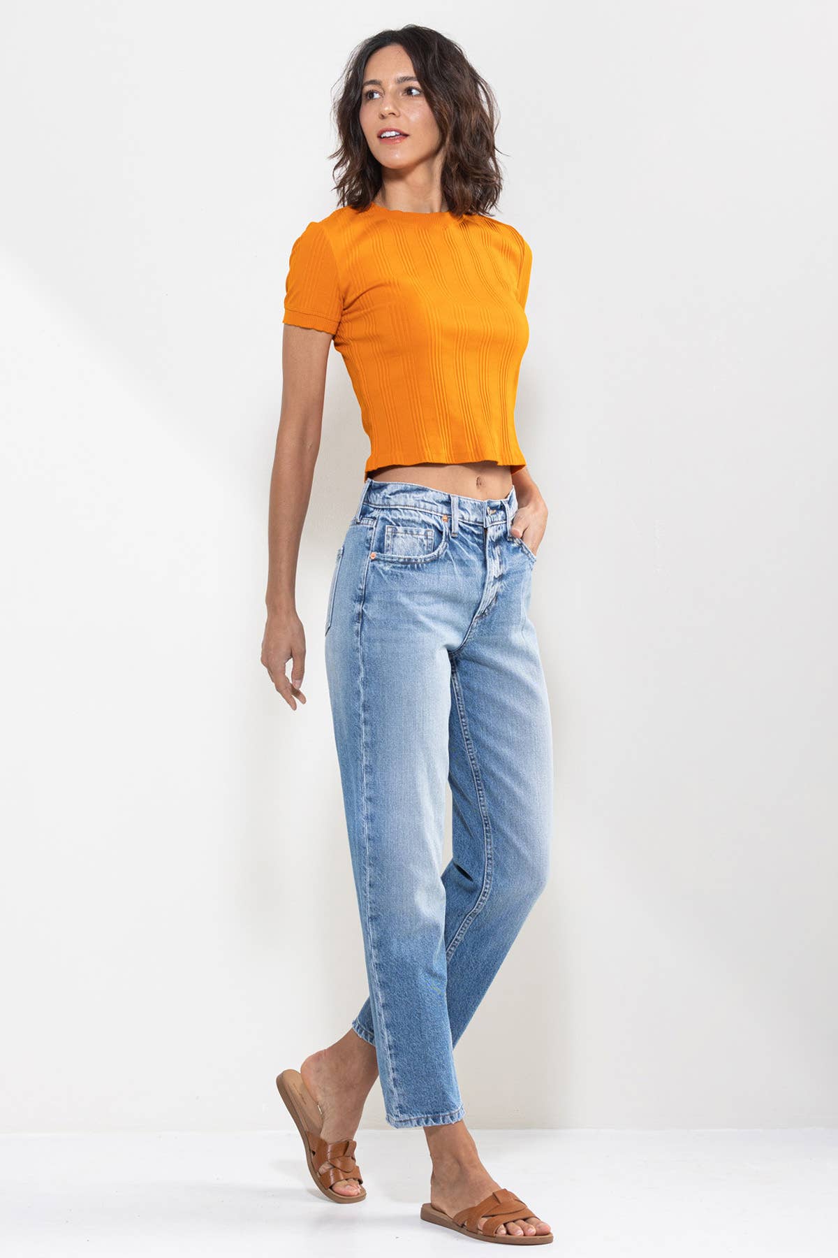 SneakPeek - HIGH RISE STRAIGHT JEANS IN VINTAGE LIGHT WASH SP-P12063