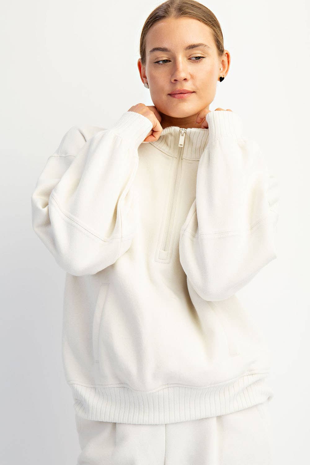Rae Mode - FRENCH TERRY FLEECE QUARTER ZIP PULLOVER
