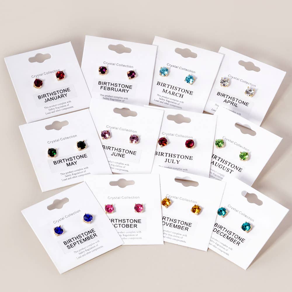 Sensibling Corp. Birthday Stone Cluster Stud Earrings