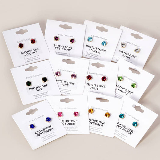Sensibling Corp. Birthday Stone Cluster Stud Earrings