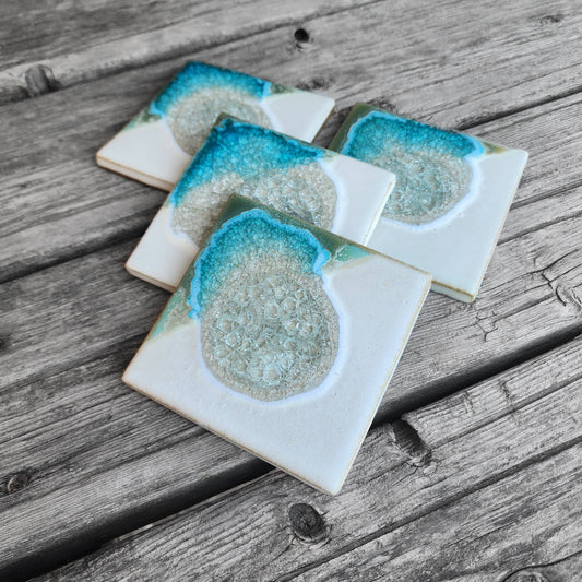 Dock 6 Pottery - Square Coaster - White Pearl - Individual Coaster
