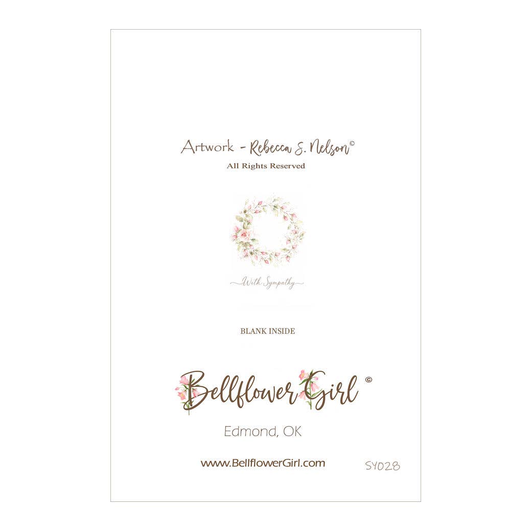 Bellflower Girl - With Sympathy | Pink Rose Watercolor Wreath | Sympathy Card