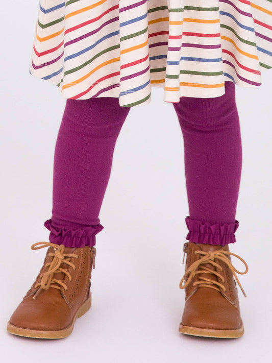 RuffleButts + RuggedButts - Girls Eggplant Harvest Footless Ruffle Tights