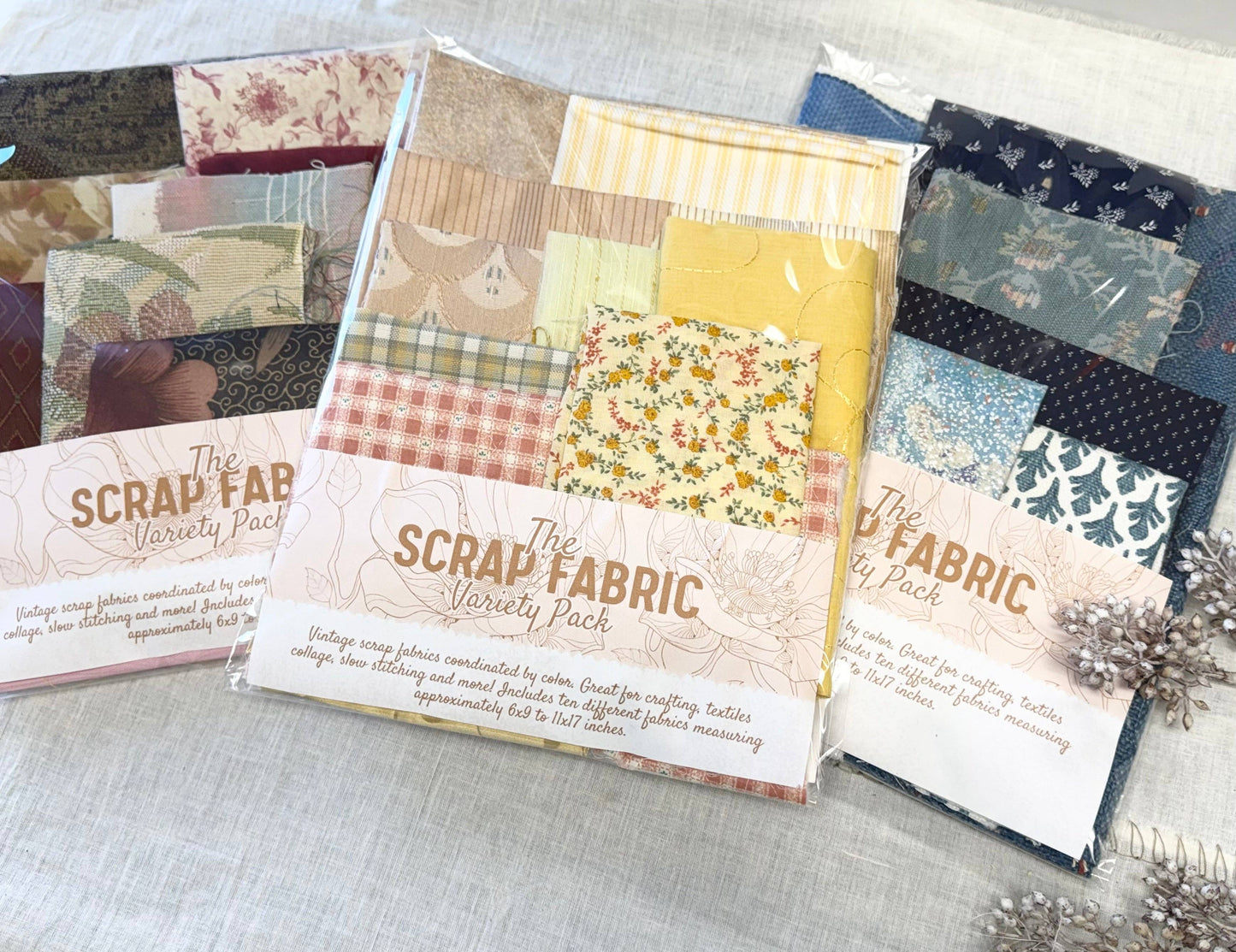 A House of Books - Fabric Scraps by Color for Mixed Media Art