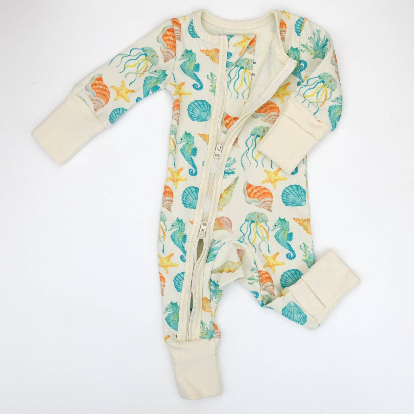 Earthy - Organic Cotton Baby Pajamas 2-Way Zip Front Zipper Sleeper, Reef