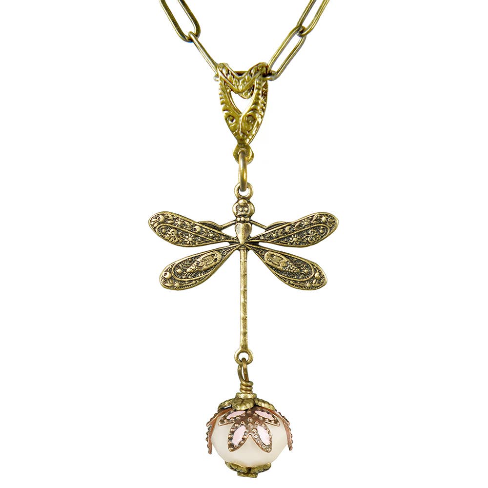 NoMonet - Fairyland: Vintage Filigree Dragonfly Necklace with Crystal