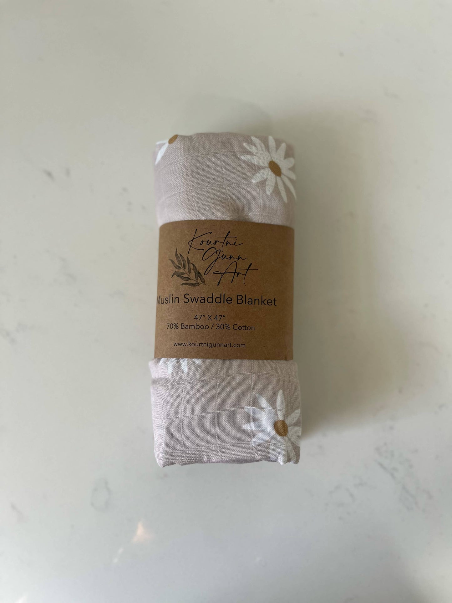 Daisy Swaddle Blanket, Pink Floral Muslin Baby Blanket