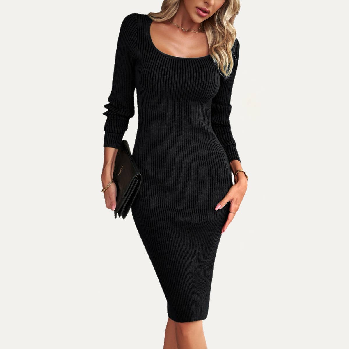 solid ribbed knit bodycon dress Alexandranx Solid Ribbed Knit Bodycon Dress,Summer Dresses For Women