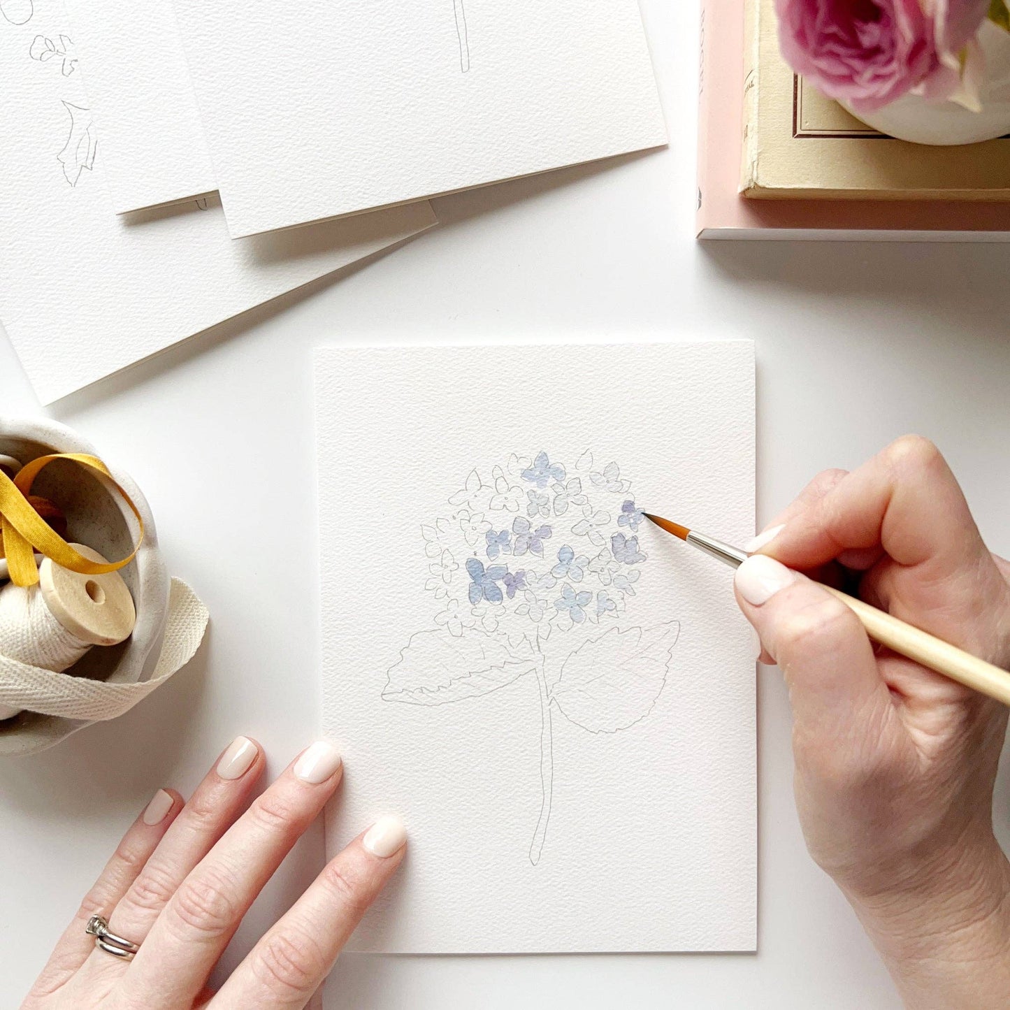 emily lex studio - Garden flowers paintable watercolor notecard set