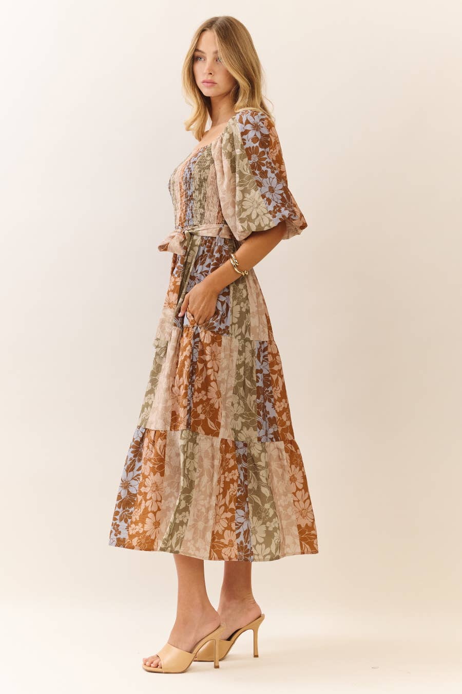 Oddi - Mixed Floral Print Midi Dress