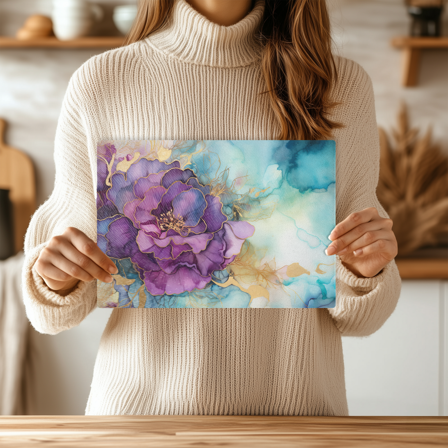 Fernville Creations - Tempered Glass Cutting Board: Alcohol Ink Charcuterie Tray