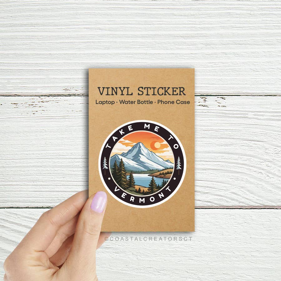 Coastal Creators of Connecticut - Take me to Vermont Laptop Water Bottle Sticker (Waterproof)