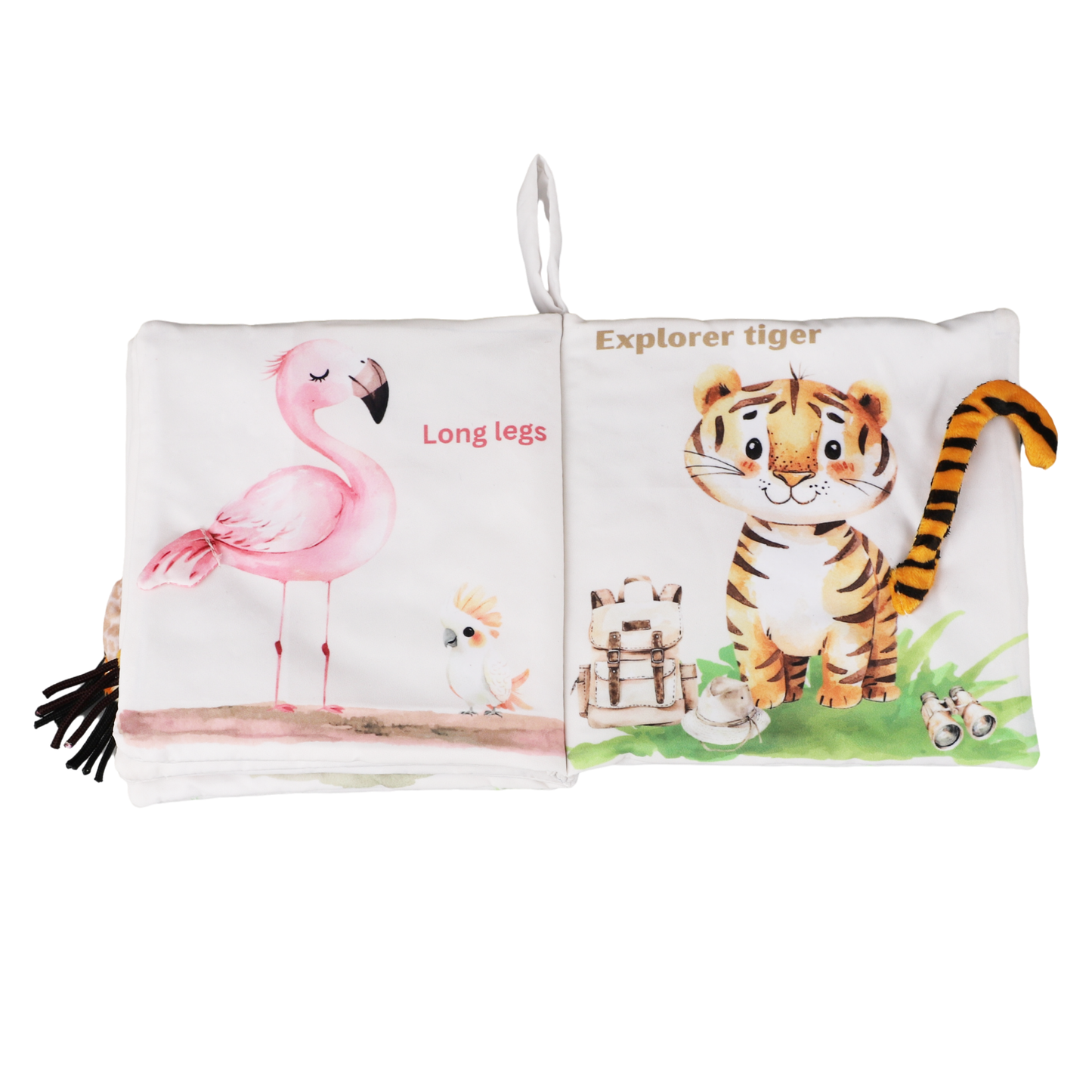 Ali+Oli - Safari Friends Tails 10-Page Soft Crinkle Cloth Baby Book